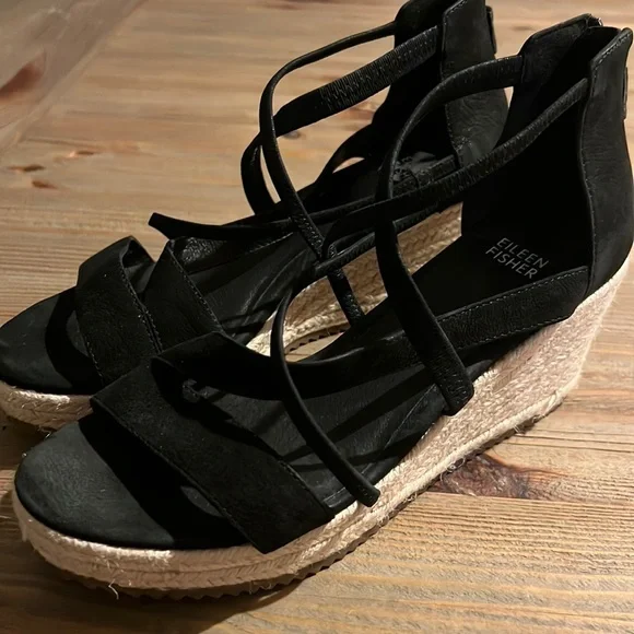 Eileen Fisher New Strappy Sandals Wedge 8.5 - Picture 1 of 7